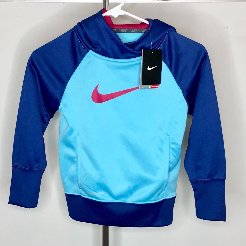 Nike Thermafit Hoodie Girls XS Light and Dark Blue